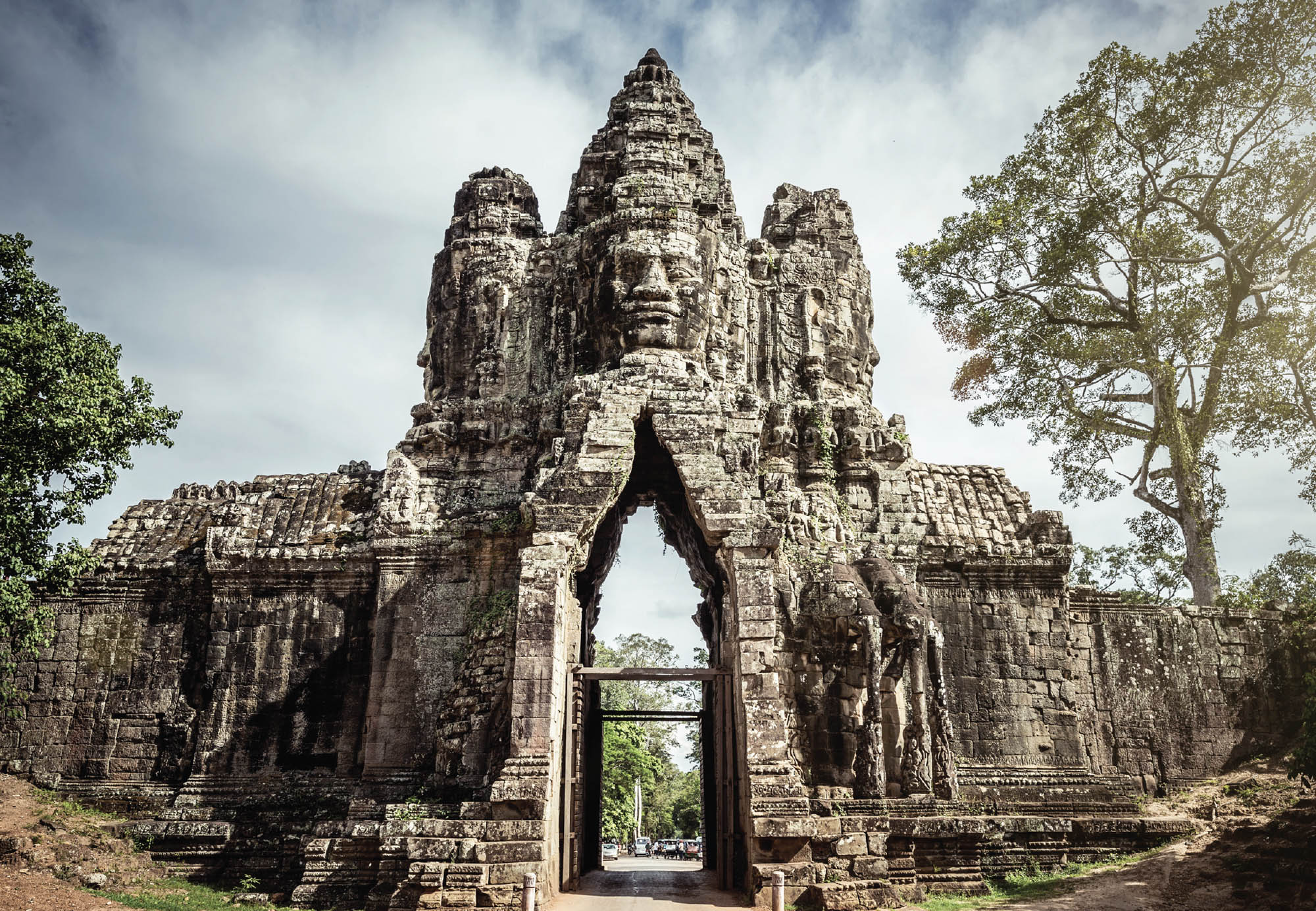 The impressive stone entrance gate to Angkor Thom.