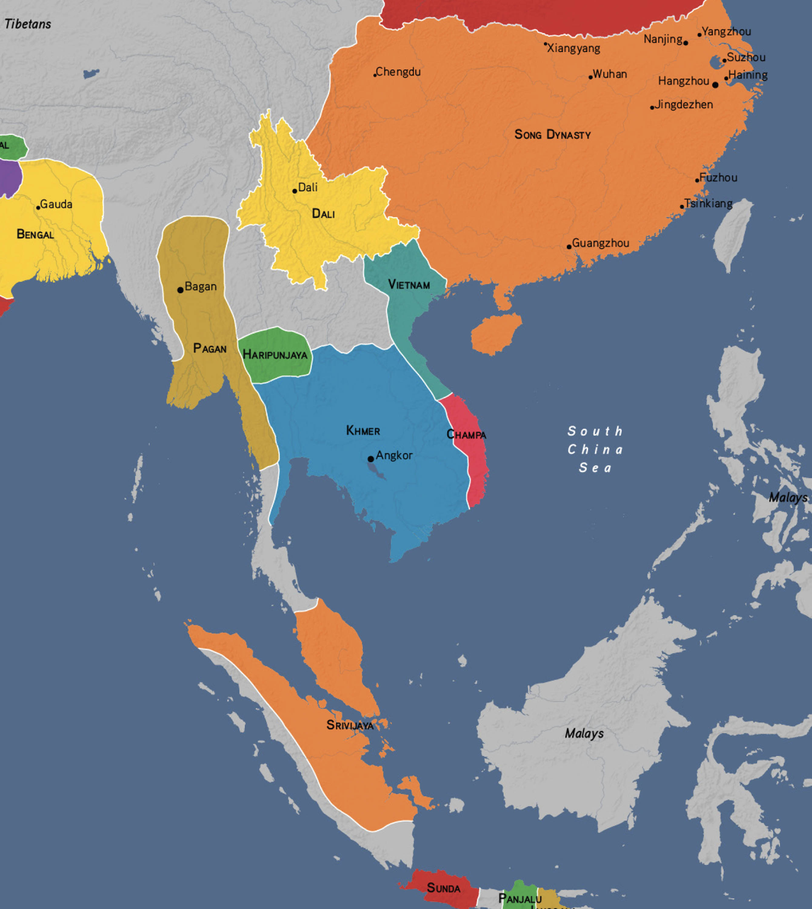 Zoomed in map of India with the Delhi Sultanate.
