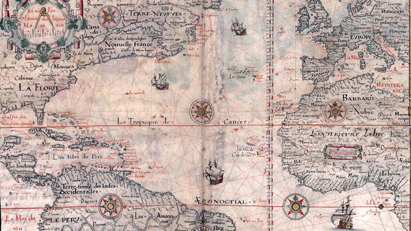 Map of the world from 1584 by Jacques de Vaulx, Pilot for the King in the French Navy.
