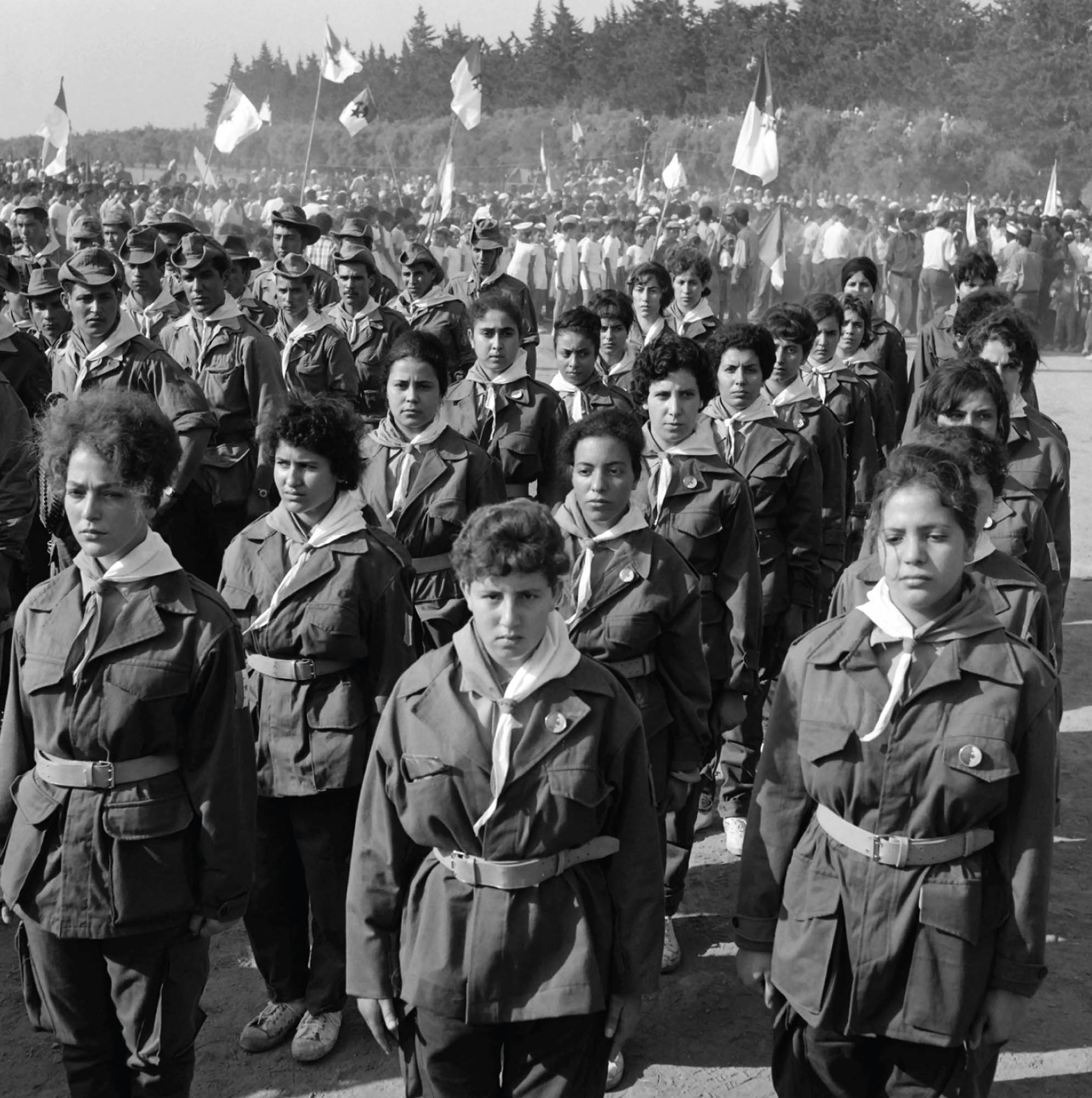 A squad of women soldiers in uniform.