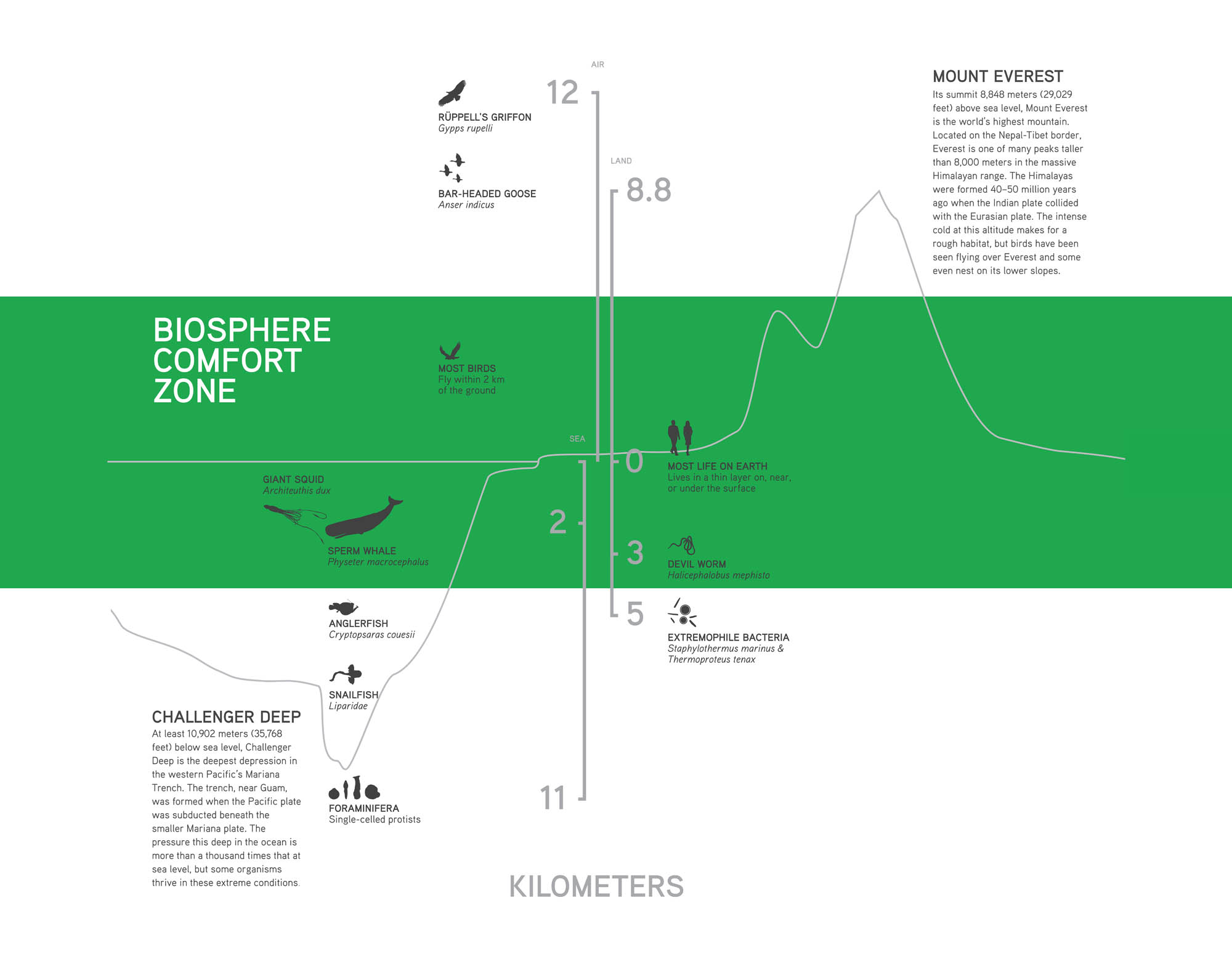 A diagram of a biosphere comfort zone.