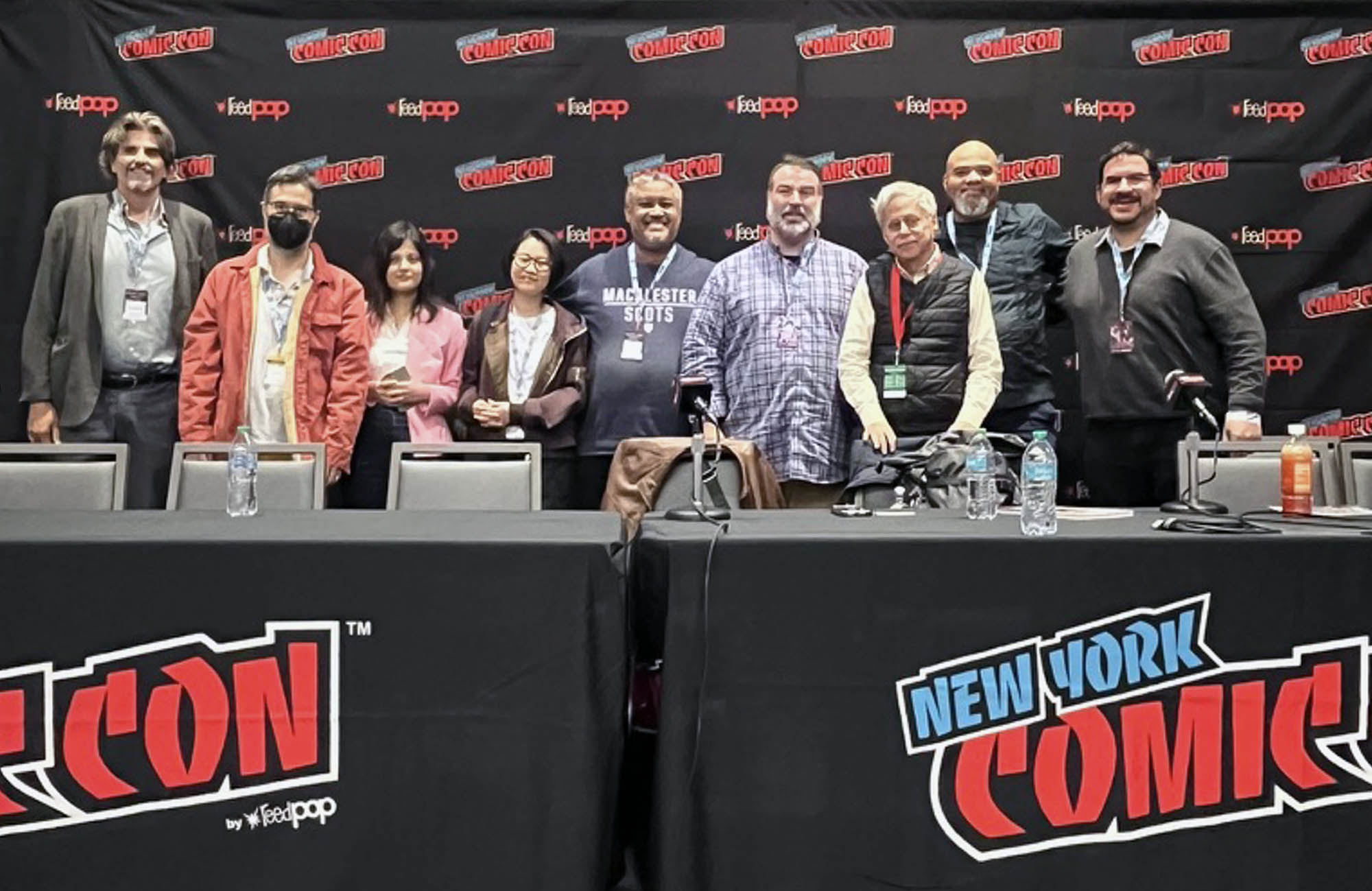 A group of convention attendees at New York ComiCon.