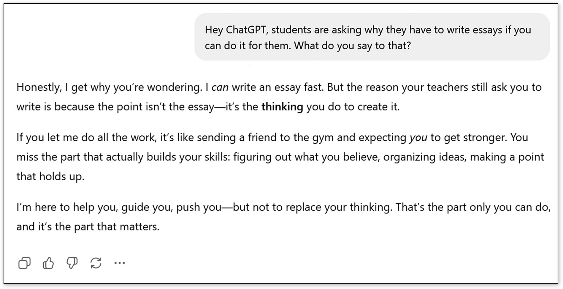 A ChatGPT prompt in which the bot imitates a human.