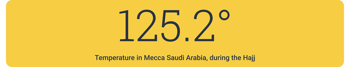 125.2° Temperature in Mecca Saudi Arabia, during the Hajj