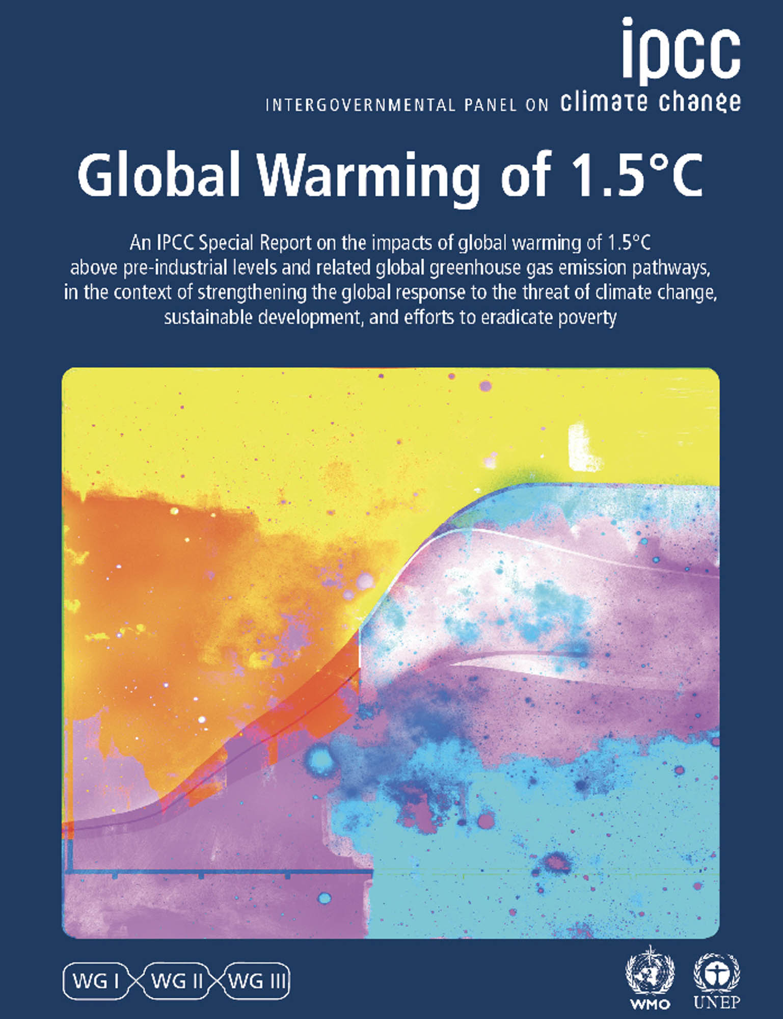 Cover of the IPCC special report, Global Warming of 1.5 degrees Celsius.