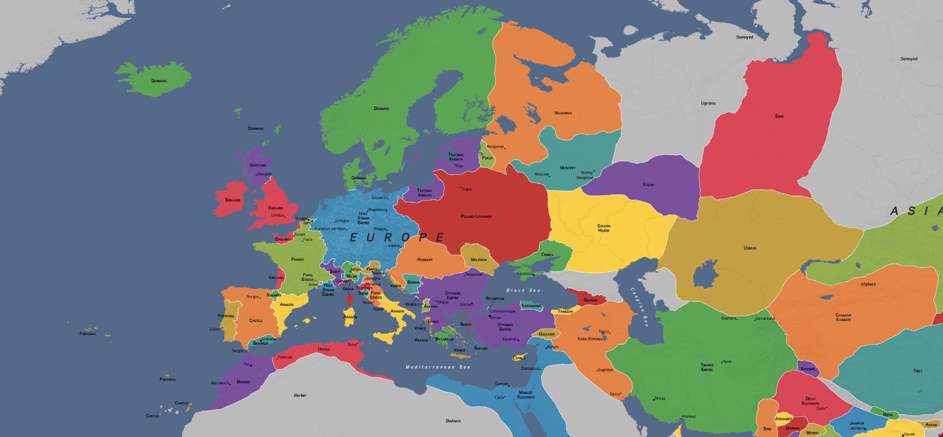 Map shows Russian empire in 1450.