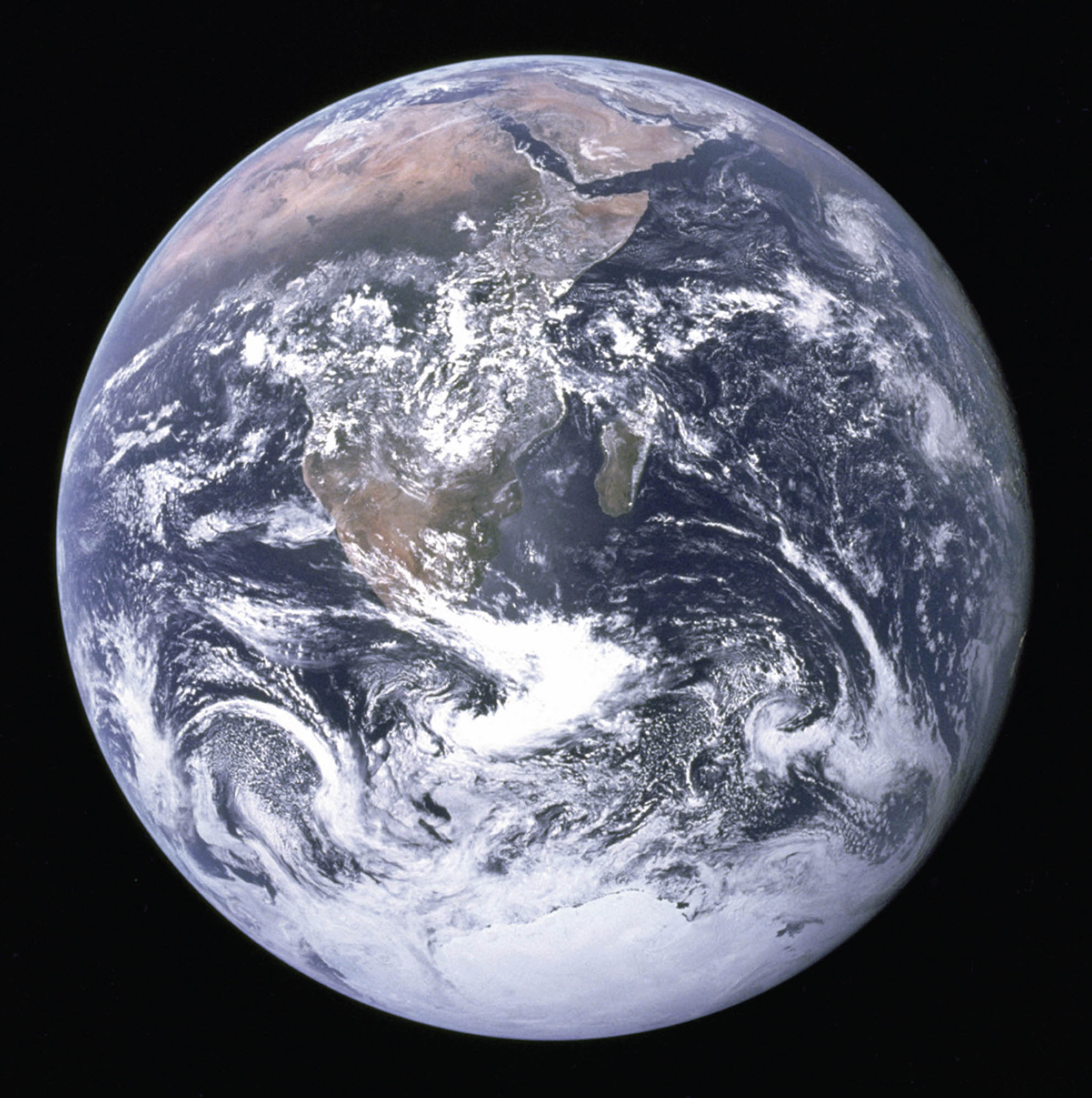 Photo of Earth from space centered on Southern Africa.