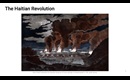 View of Haiti's plantations burning after being set on fire by uprisings of enslaved people in 1791.