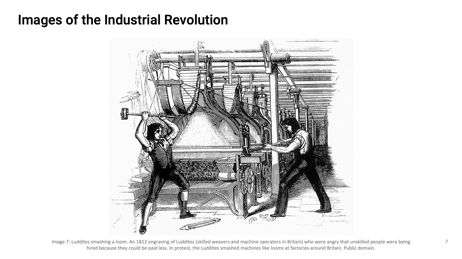 Luddites smashing a loom