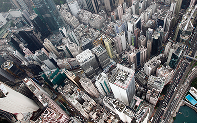 Aerial view of skyscrapers