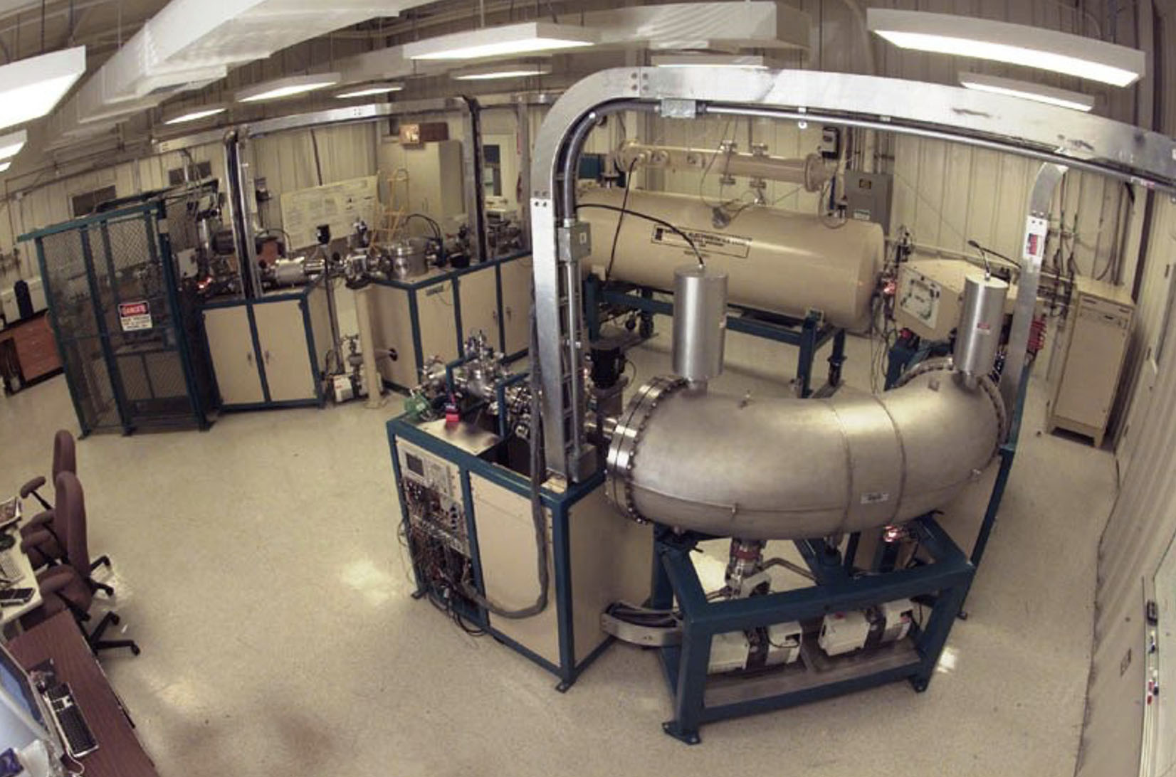 Photograph of the machinery that makes up the accelerator mass spectrometer