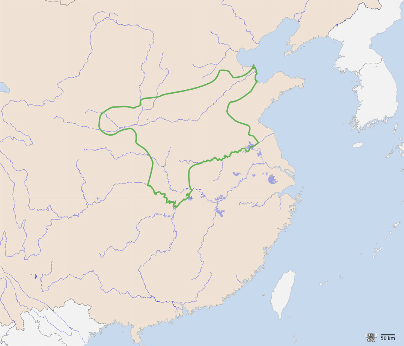 Map shows the location of the Shang Dynasty