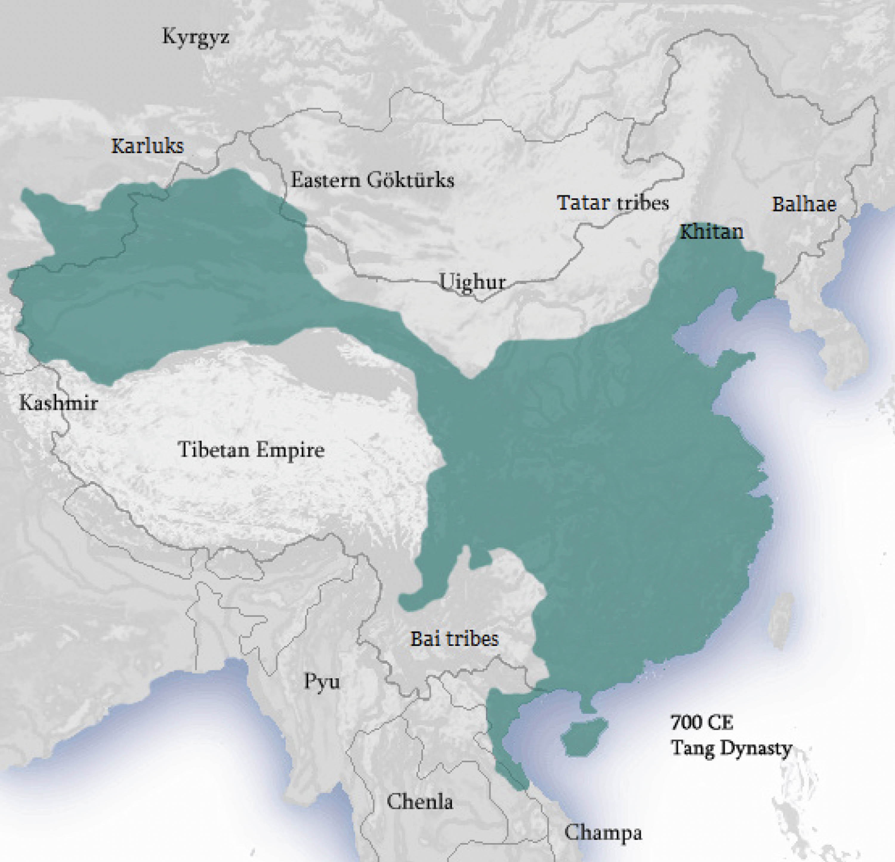 Map of the region ruled by the Tang dynasty