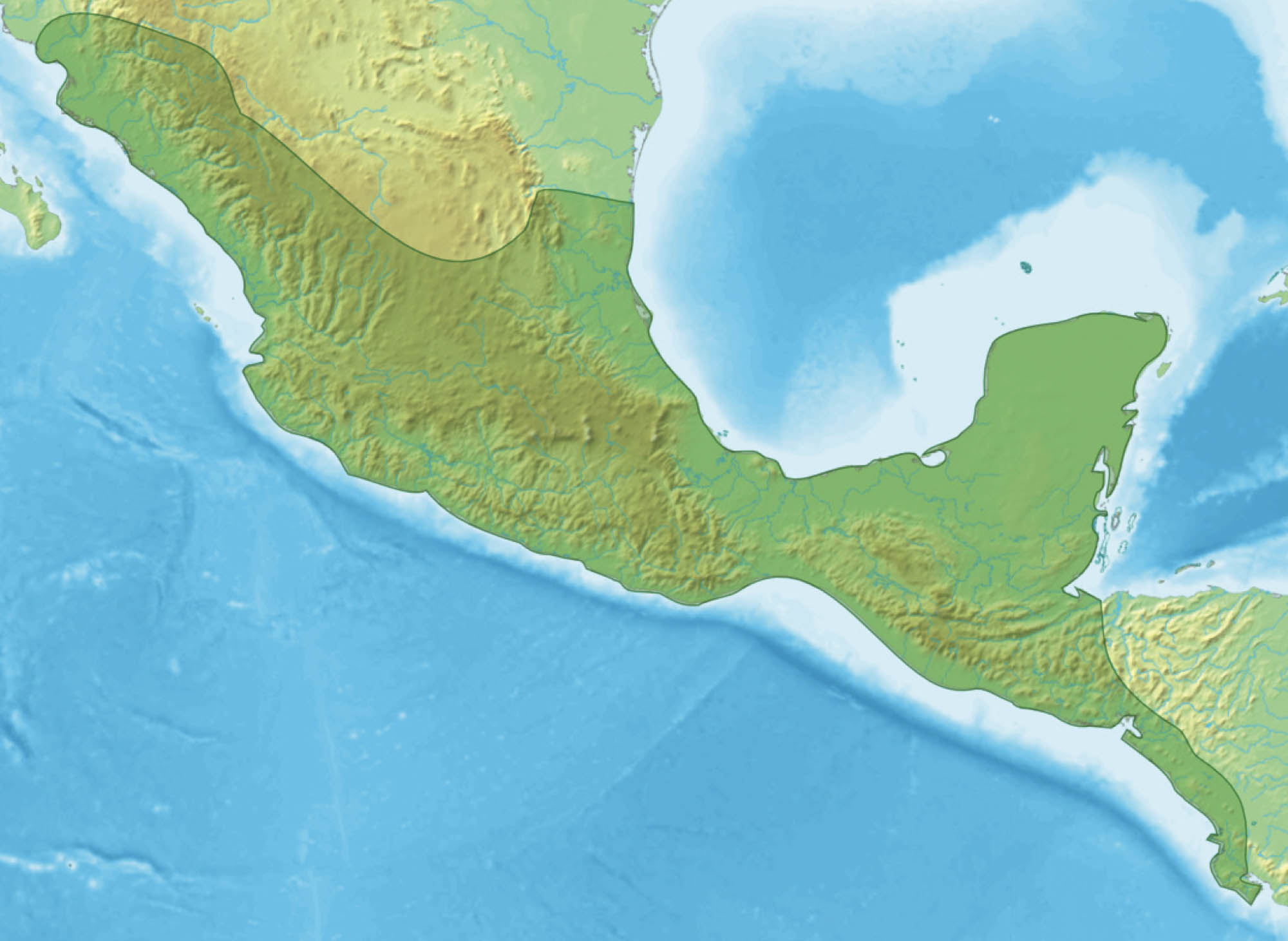 Map shows the area that was Mesoamerica