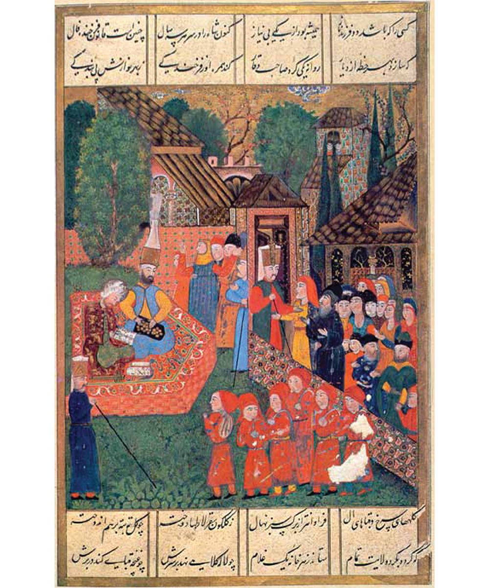 Ottoman miniature painting showing illustration of the registration of Christian boys for the devşirme.