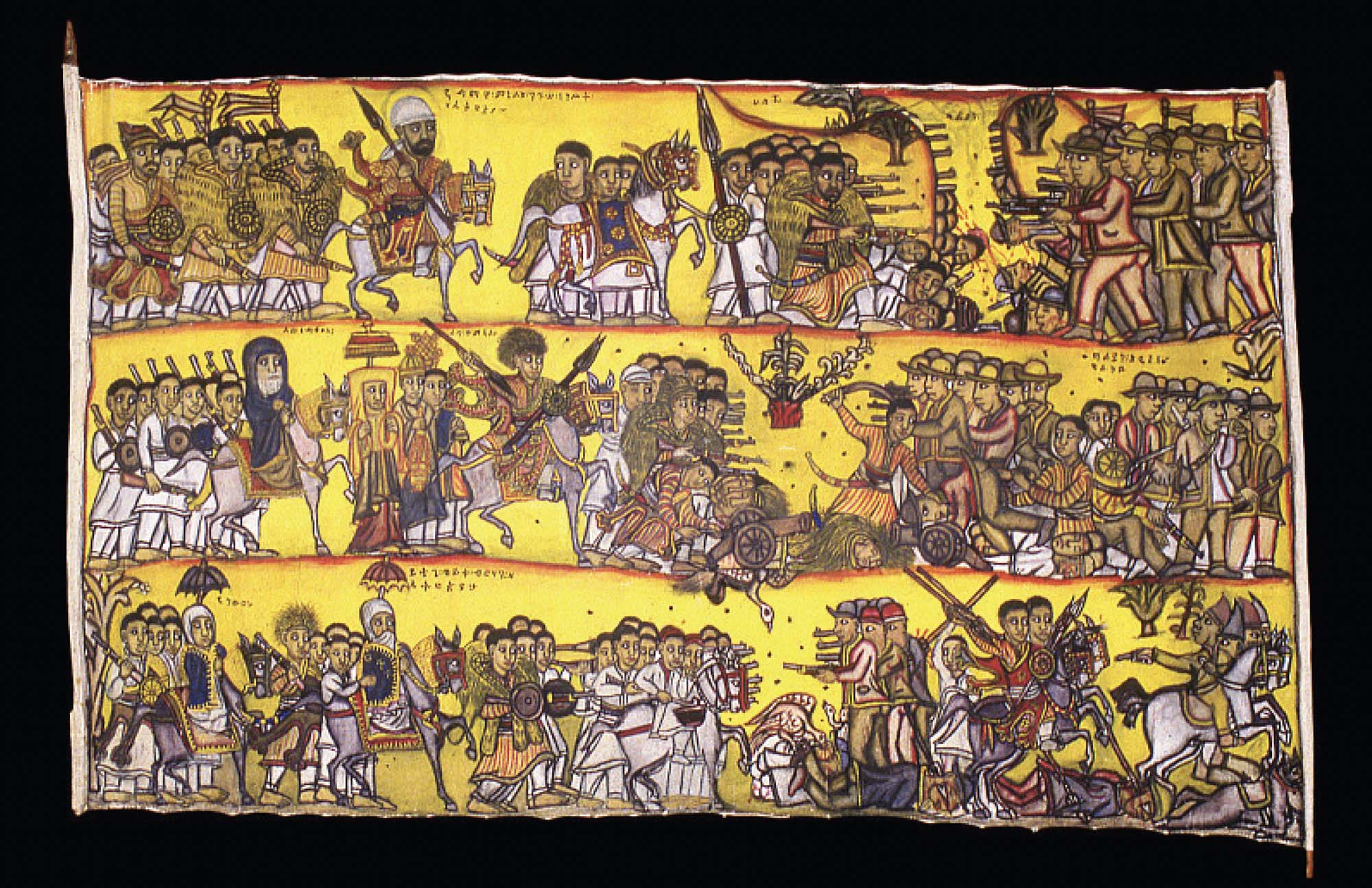 Map of Northeast Africa with lines showing territorial divides between coastal British, coastal Italian and inland Abyssinian land, of which Abyssinia is the largest.