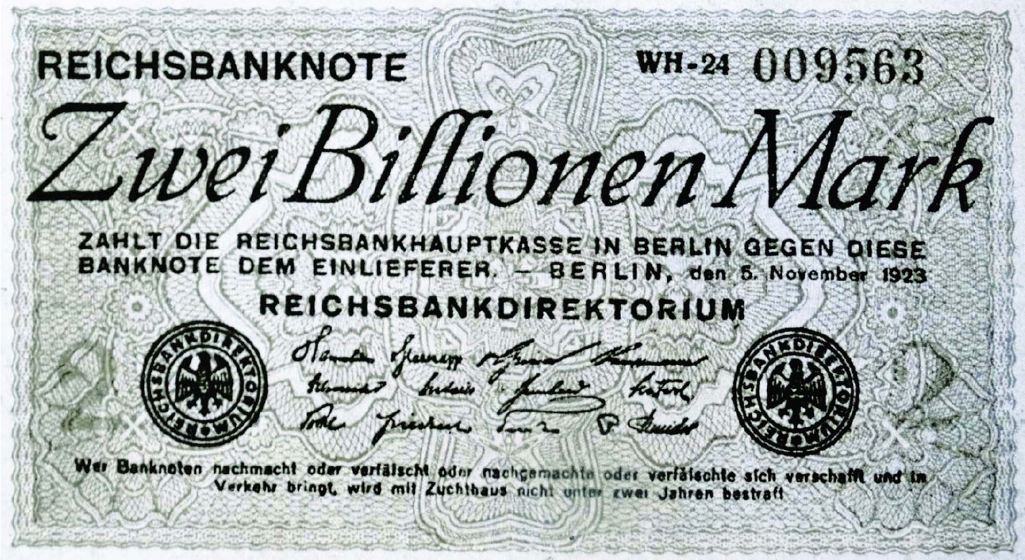 Image of German currency, two billion mark.