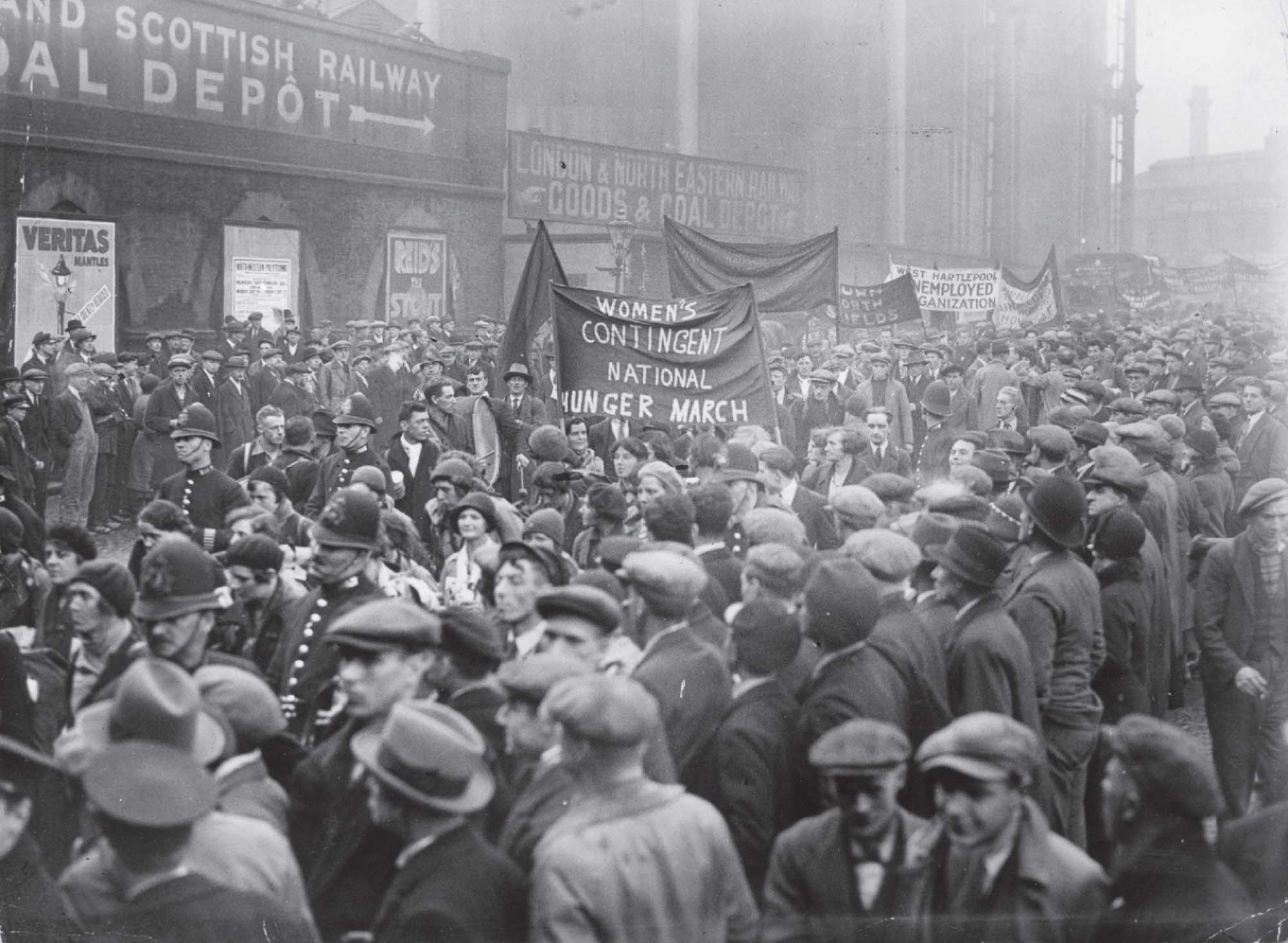 Crowd of marchers protesting in London.