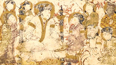 A close-up of a drawing by Muhammad Bal’ami.