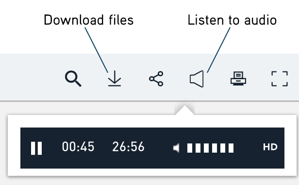 Screenshot pointing to the "Listen to audio" button.