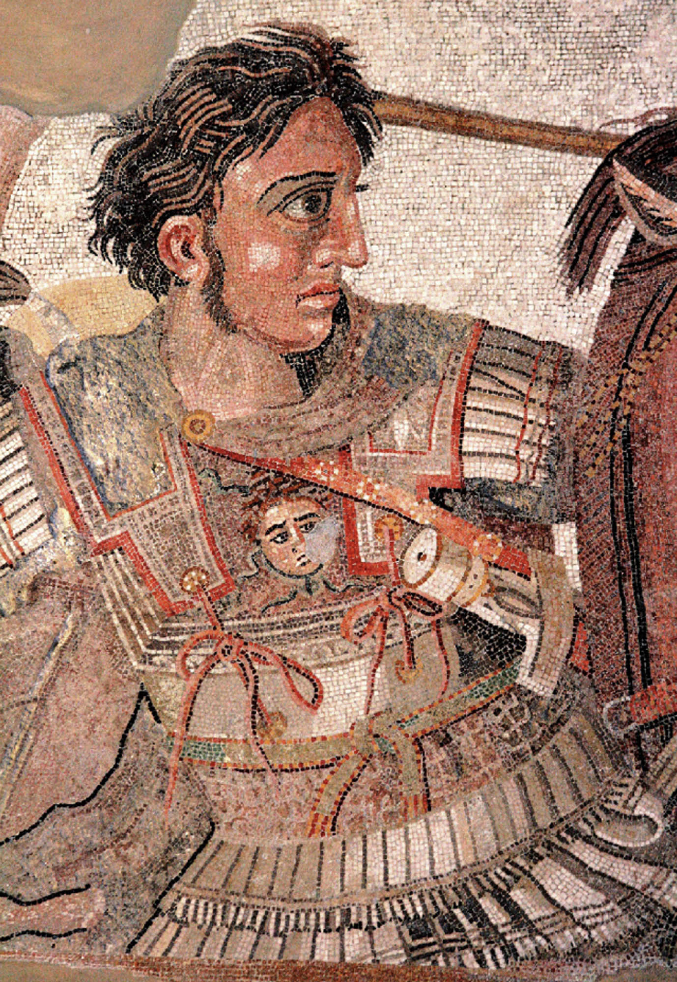 Detailed floor mosaic showing Alexander the Great.