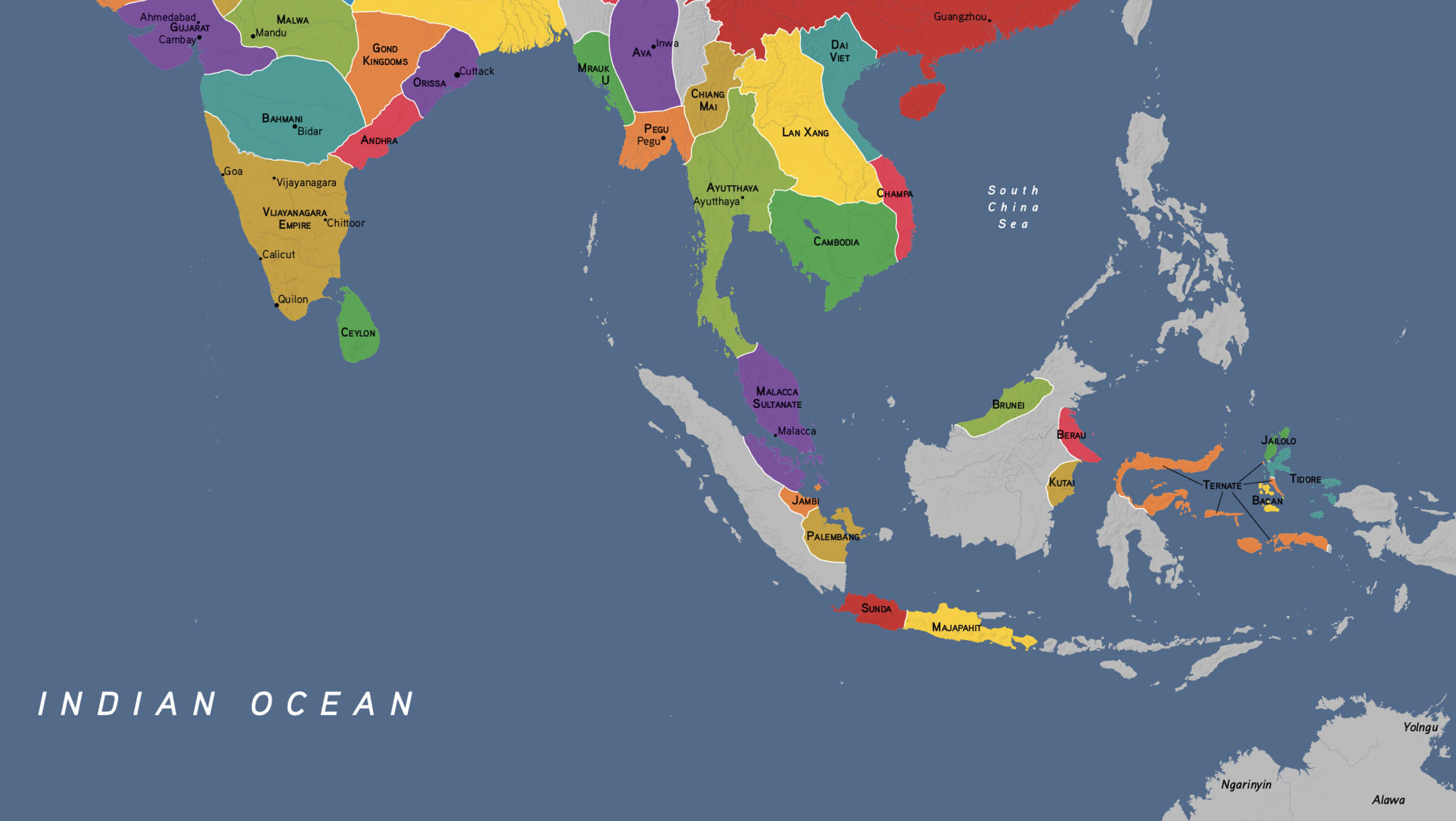 Map of the Southeast Asia showing the many communities in the area.