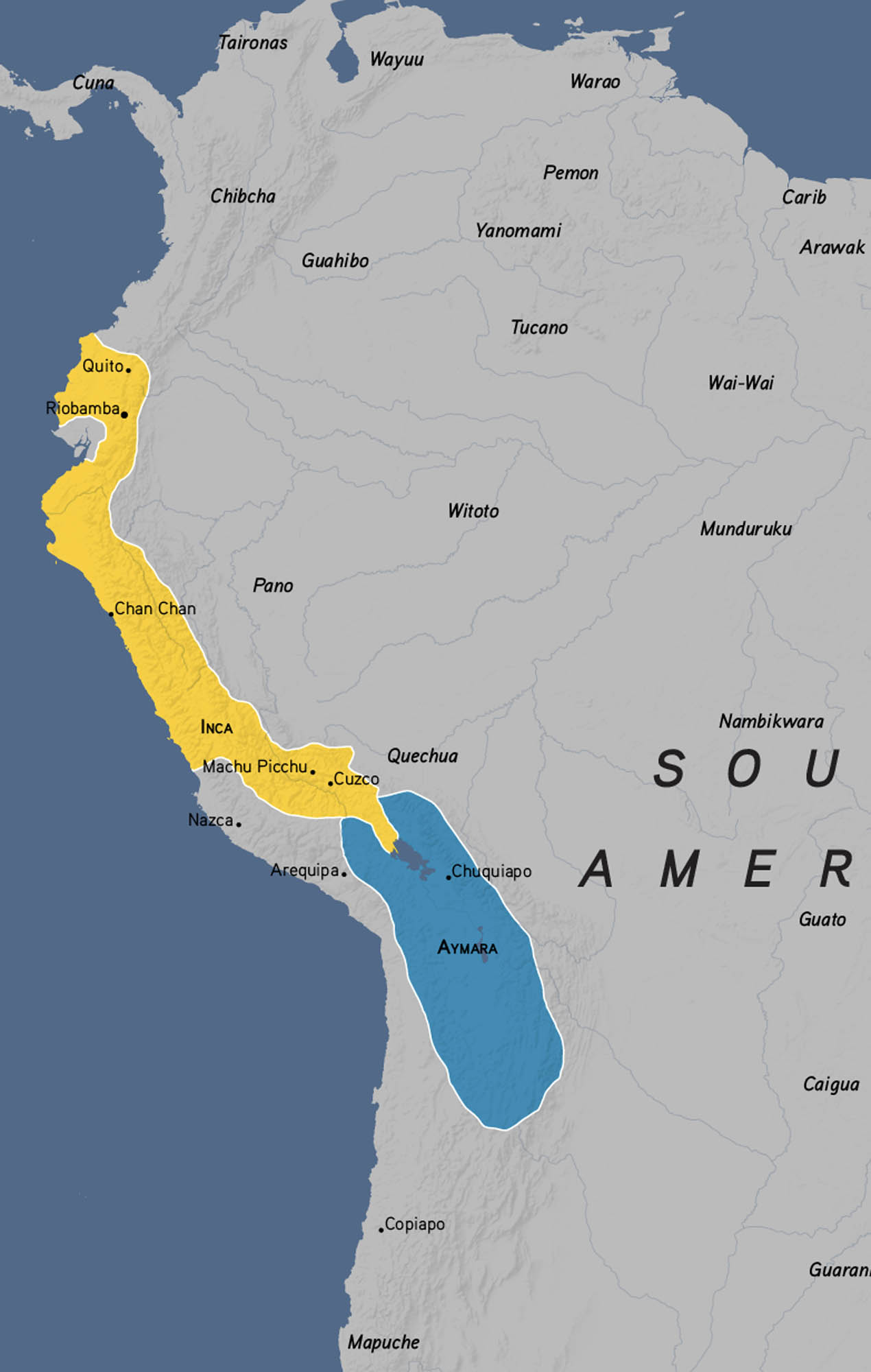 Detail of a map showing the Inca Empire in South America. 