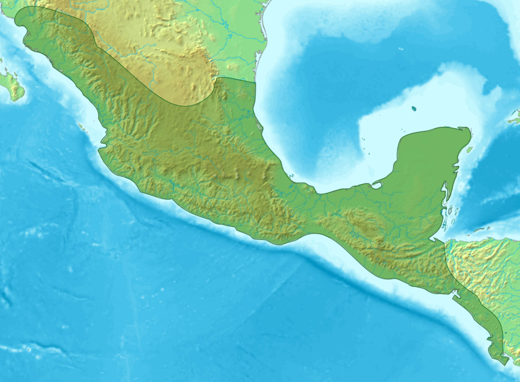 Map shows the area that was Mesoamerica