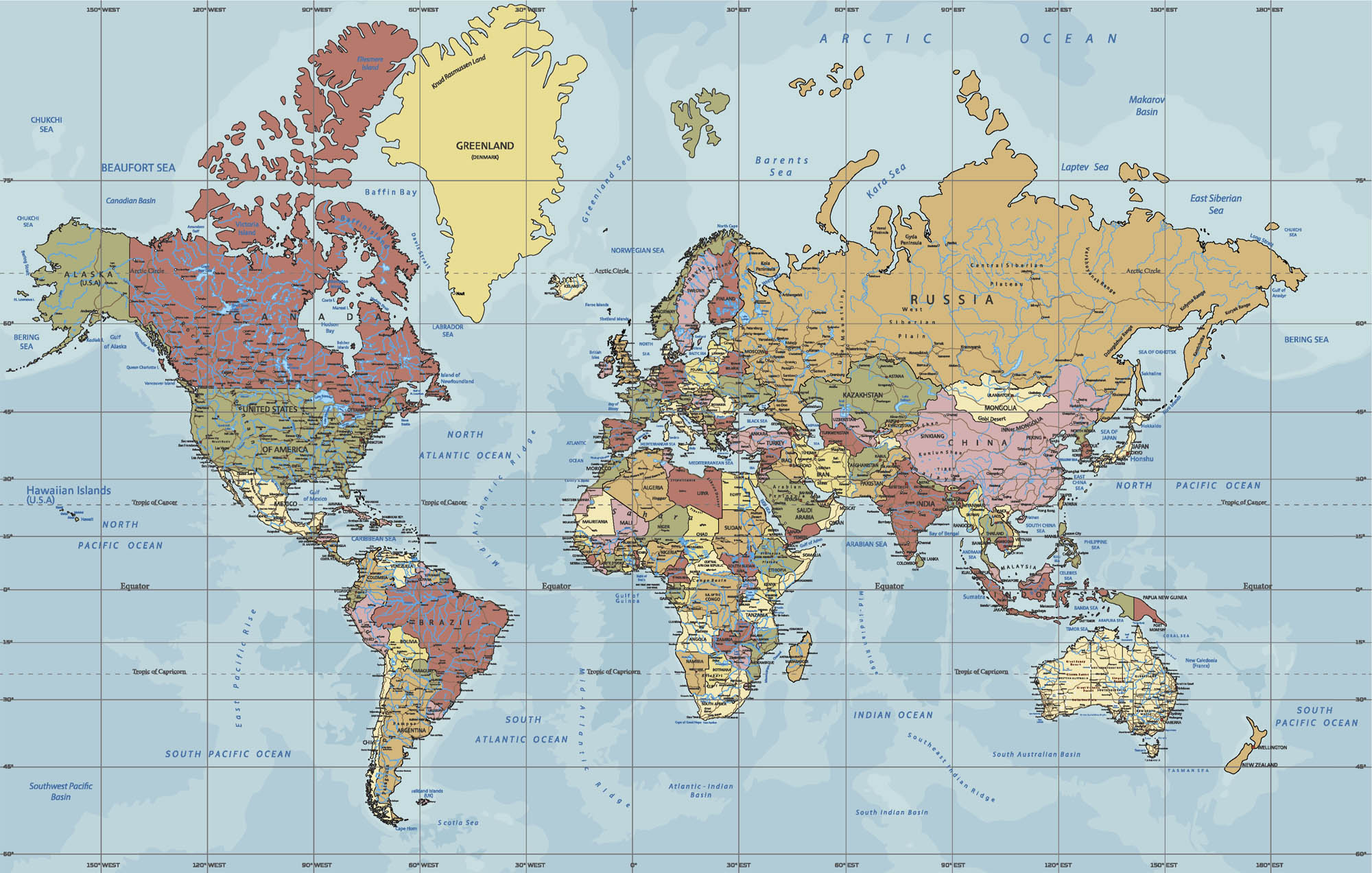 An illustration of a world map with latitude and longitude lines.