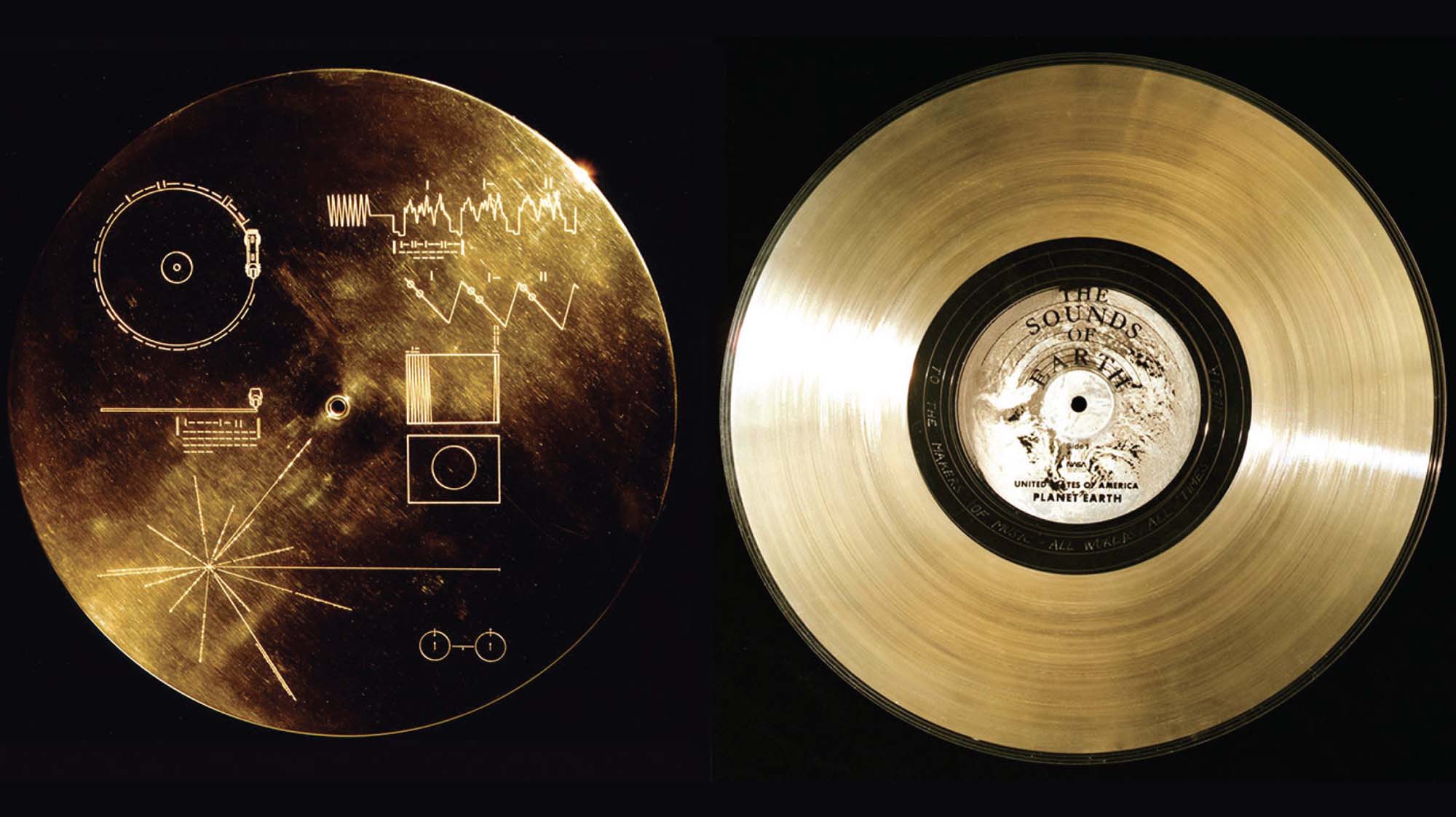 Photo of two gold-plated copper disks.