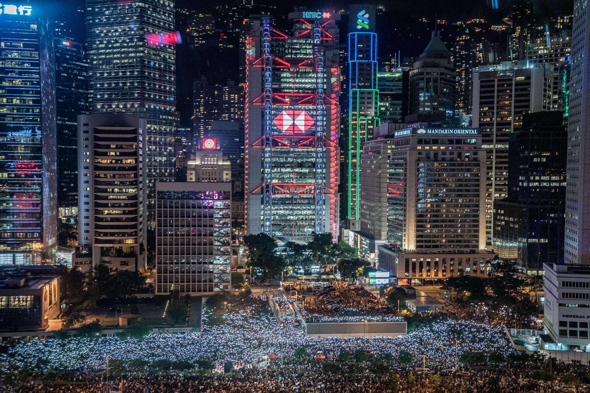 Large crowds of Hong Kong residents protest ahead Of The G20 Summit in 2019.