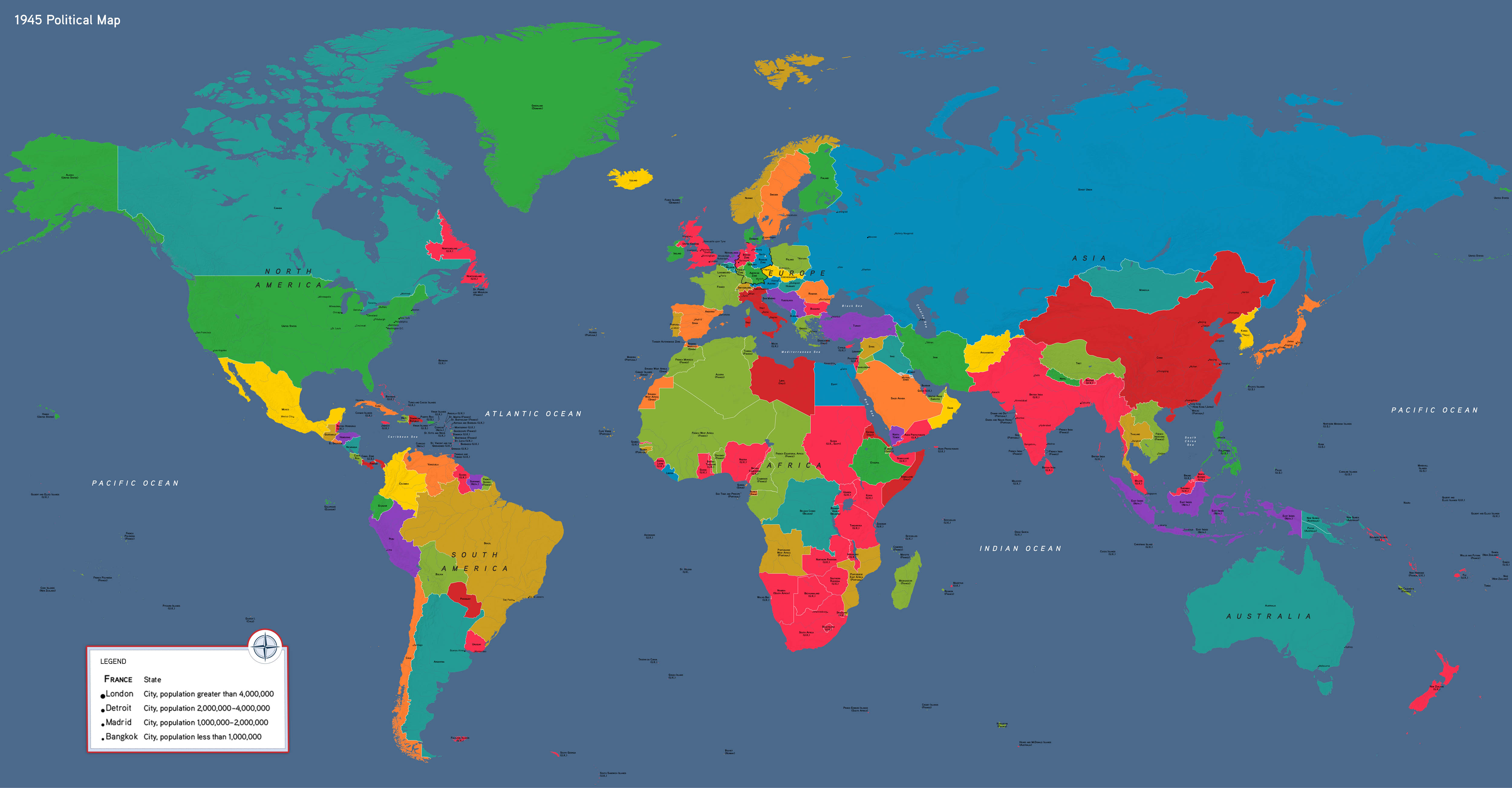 1945 CE Political Map