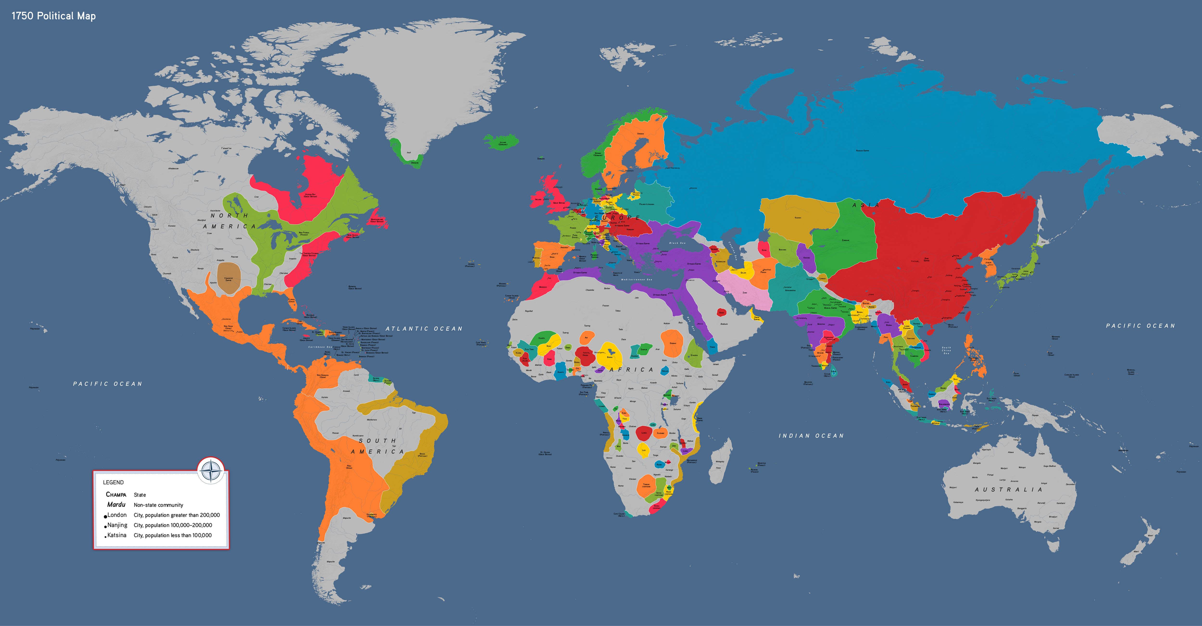 1750 CE Political Map