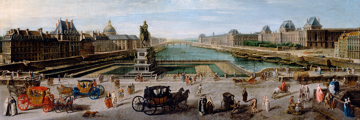 1750s scene of Paris and the Seine from the Pont Neuf bridge